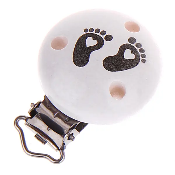 Pacifier clip baby feet white-grey 3 in stock 