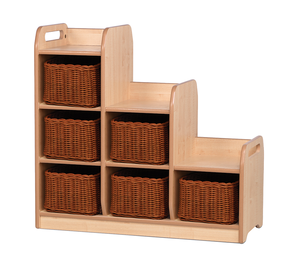 Holzregal, Aufbewahrungsregal, Korbregal, Holzkorb, Regalstapel, Kinderregal, Aufbewahrung, Holz, korb, Stufenregal