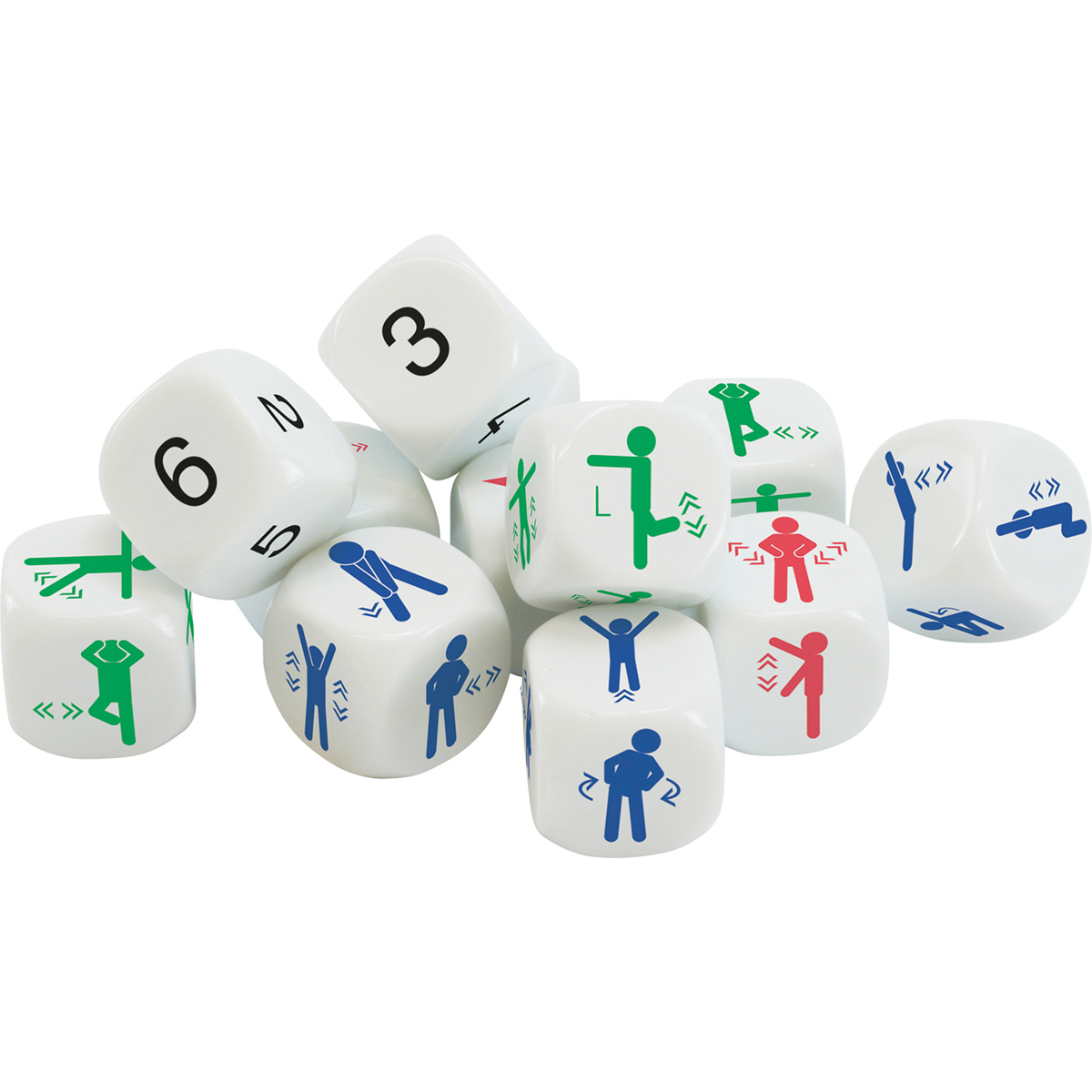 Würfel, Würfel-Set, Bunte Piktogramm, Fitness-Übungen, Bewegungspiktogramm