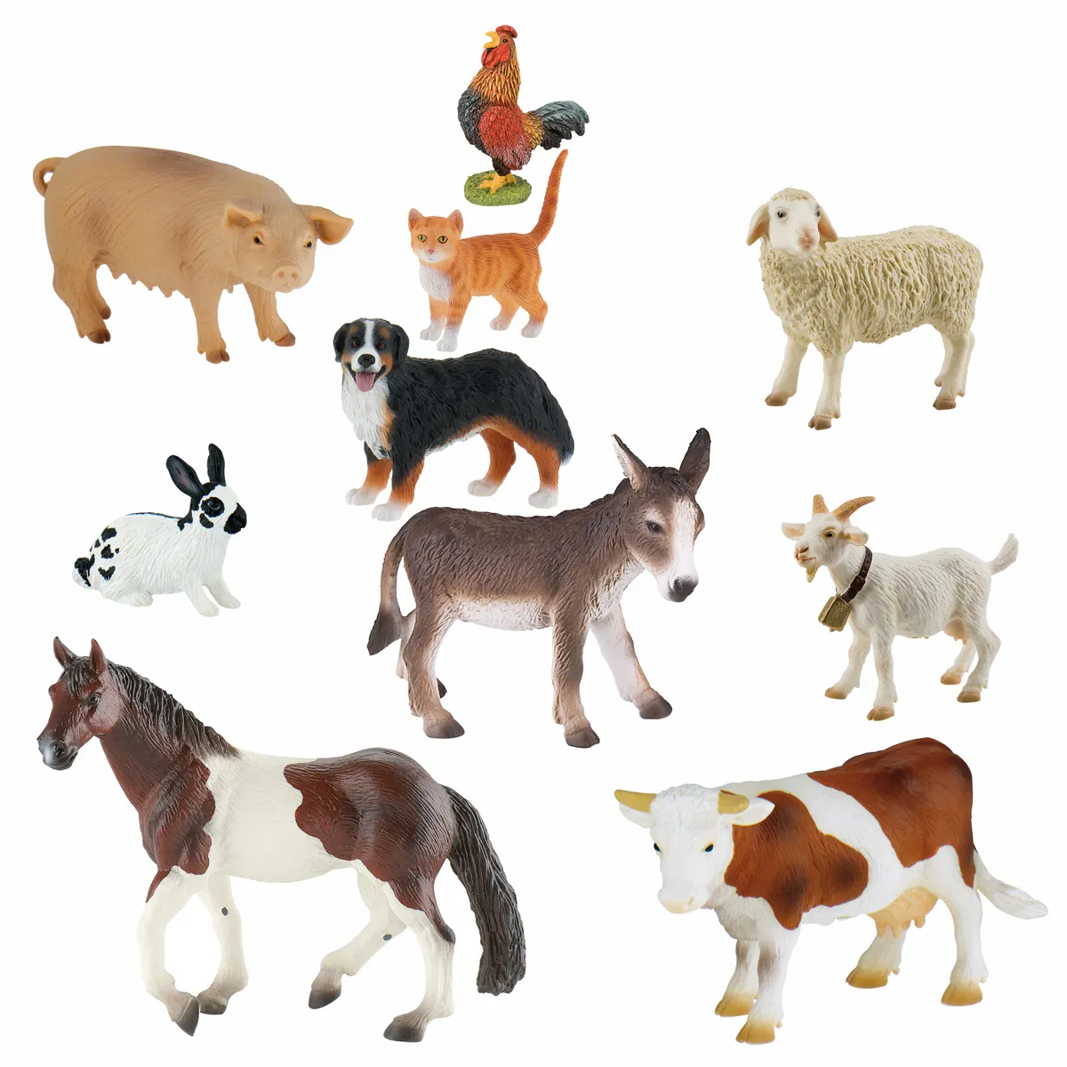 Schwein, Katze, Hund, Schaf, Pferd, Tierfiguren, Kunststofffiguren, Haustier-Tiere, Tierstatue, Tiermodell