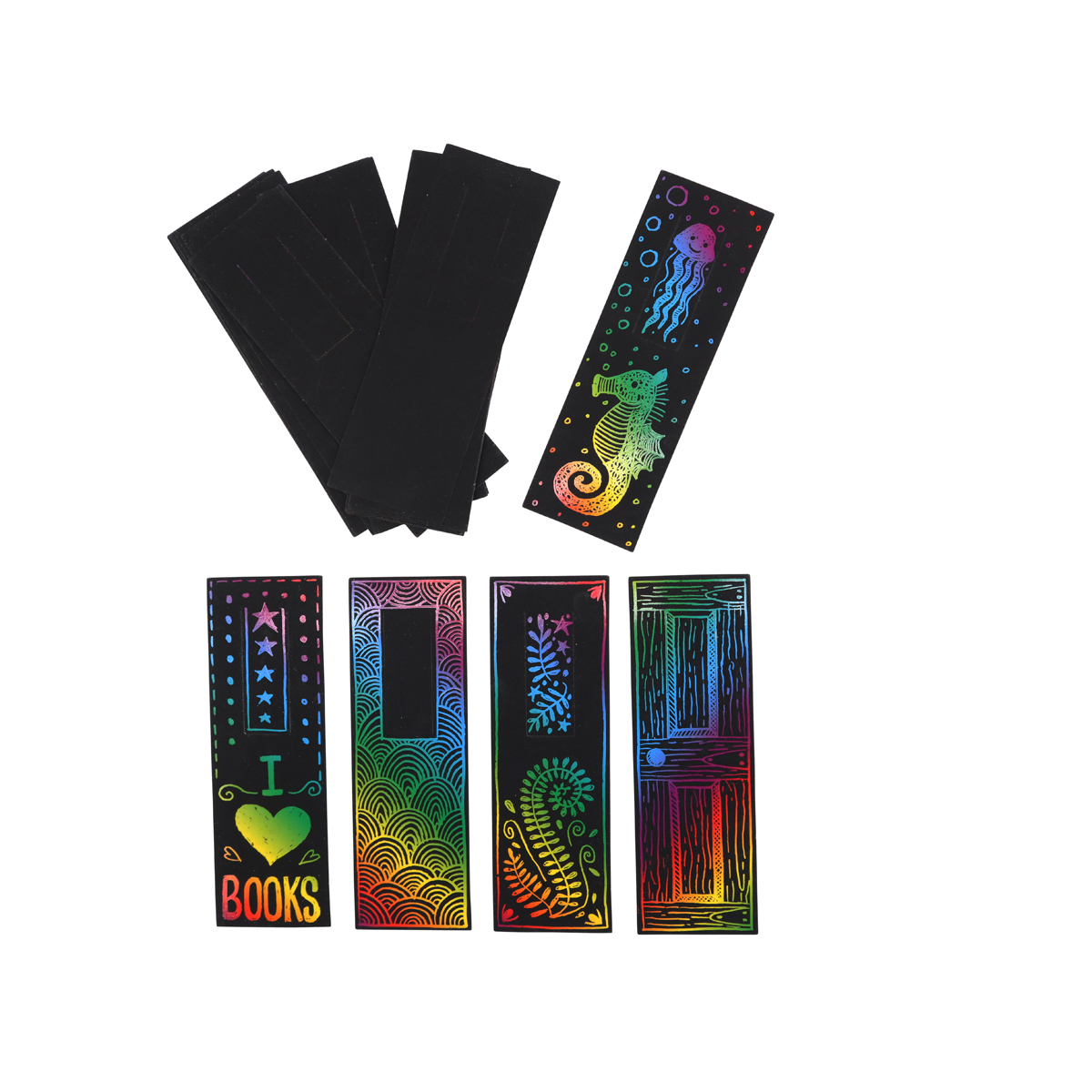 Schwarze Bookmarks, Schwarz, Lesezeichen, Lineares Muster, Tiermotive, notizbuch-fahrkarten, bookmark, usb?, but wait