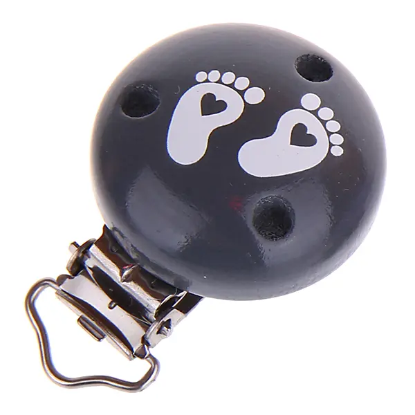 Pacifier clip baby feet gray 8 in stock 
