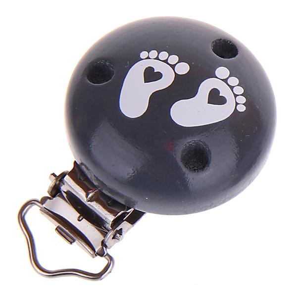Pacifier clip baby feet gray 7 in stock 