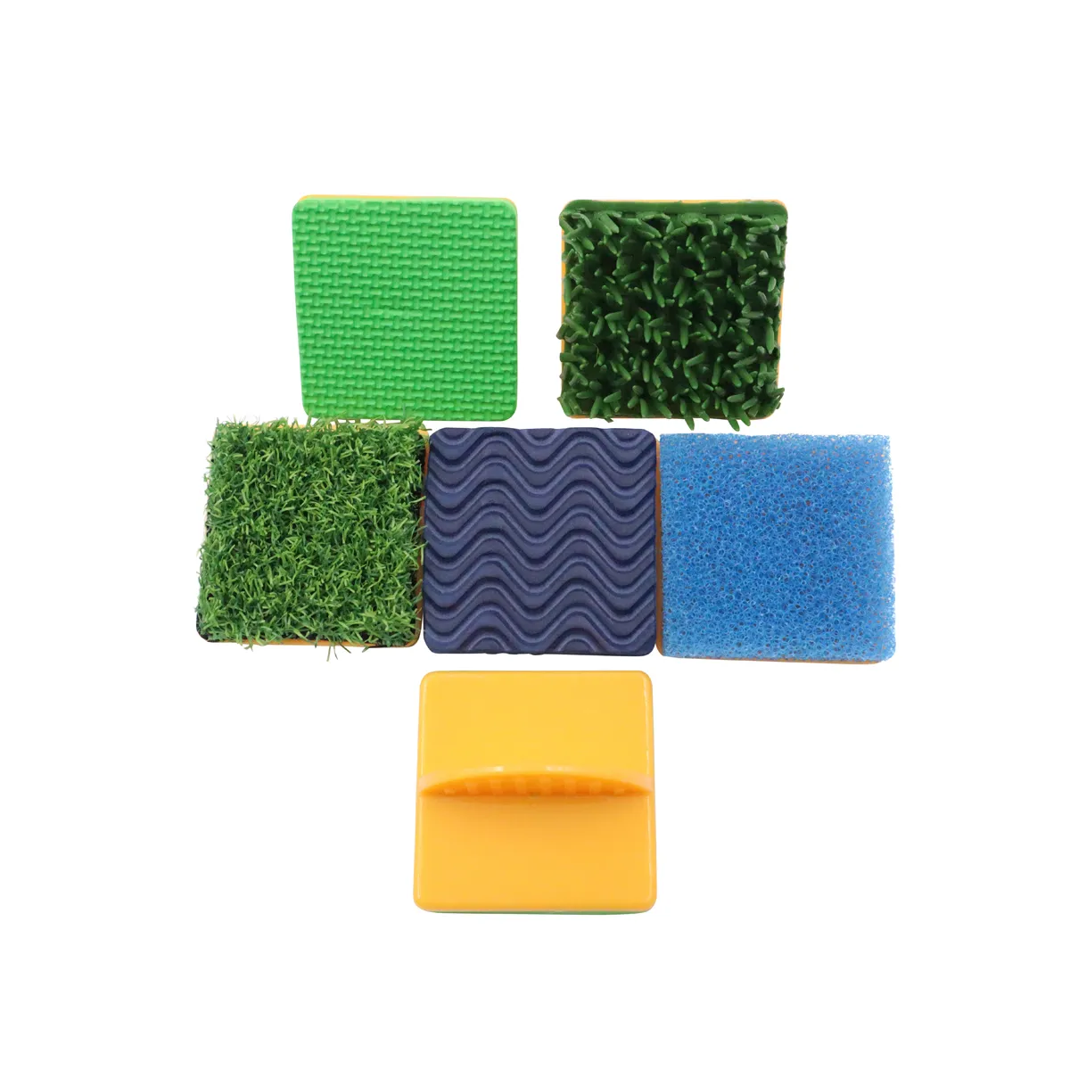 grip pads, puzzle sponge, soft grip, interchangeable tiles, kitchen sponge set, Schrubbschwämme, Schwämme, Küchenzubehör, Reinigungskuben, Mehrfachtextur-Pads