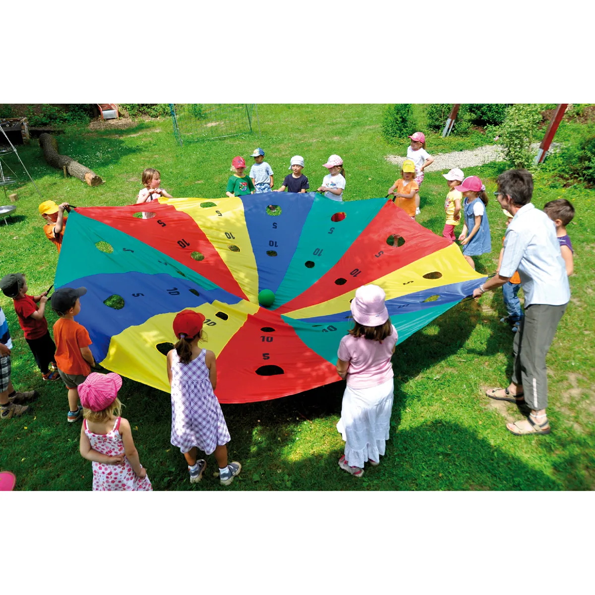 Spieltuch, Wasserspiel, Parcours, Kinder, Outdoor, Kinder, Spielspaß, Parcours, Seilspiel, Farbiges Tauziehen