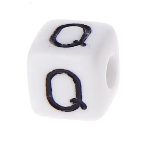 Buchstabenwürfel Kunststoff 10x10mm weiß/schwarz • 10 Stk Q 202 auf Lager