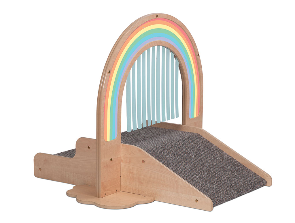 Kletterbogen, Kinderkletterbogen, Holzspielzeug, Regenbogen-Design, Rutschaktion, holz, regenbogen, klettersteg, spielturm, kletterrampe