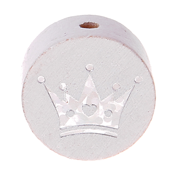 Glitter crown motif bead white 111 in stock 