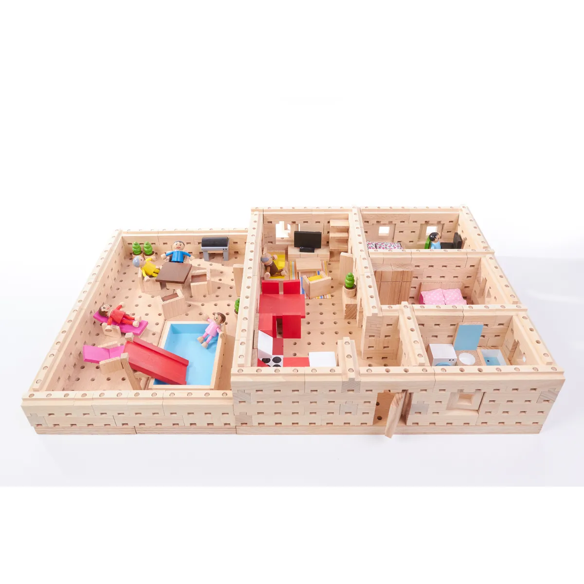 Holzspielzeug, Holzhaus, Puppenhaus, Wohnzimmer, Miniaturset, Holzbausteine, Spielzeughaus, Puppenhaus, Kinderspielzeug, Wohnzimmer-Set