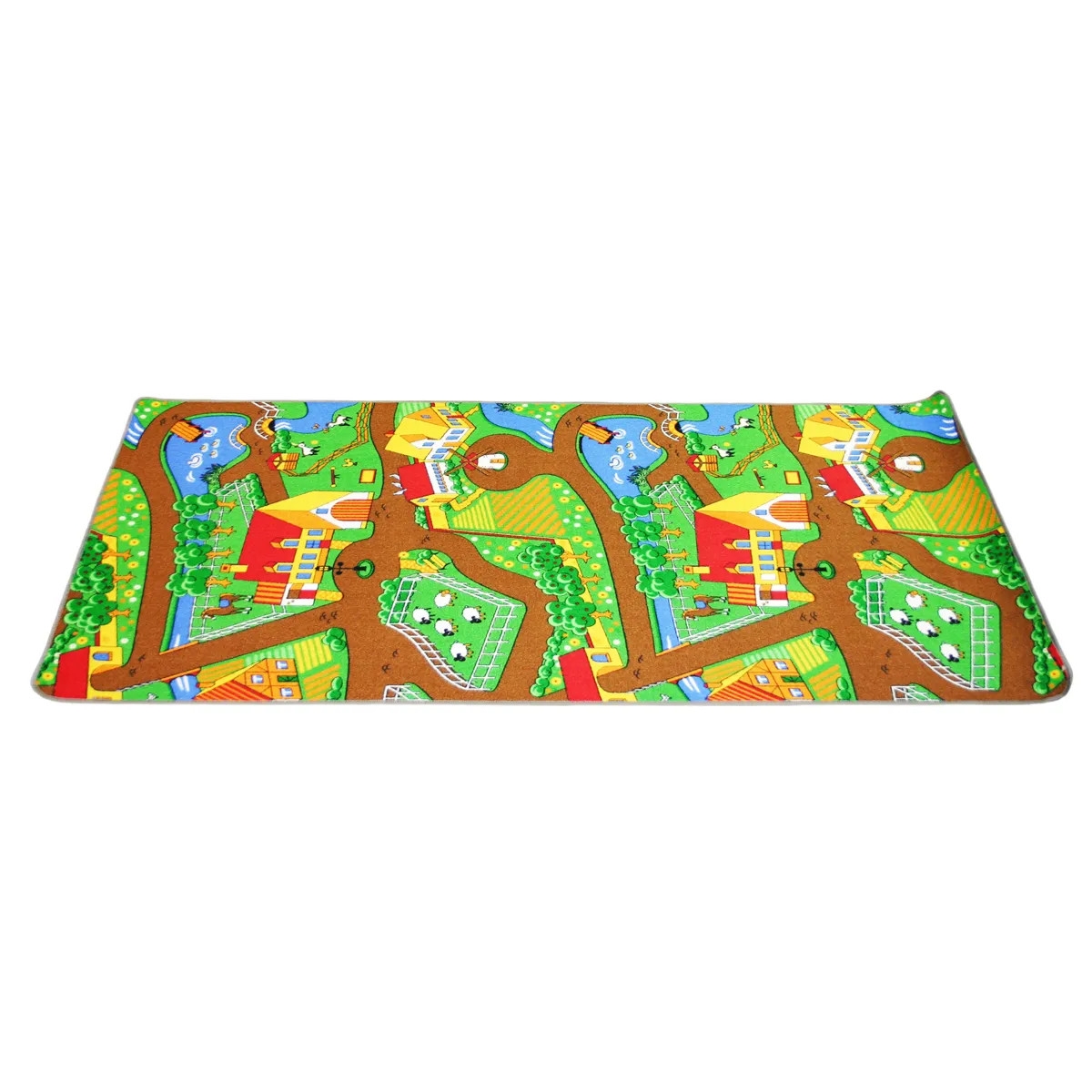 Spielteppich, Landschaftsmuster, Kinderteppich, bunt, Matte/Teppichboden, Spielmatte, Kinderteppich, Kartenbahn Muster, Bunt, Rutschfest