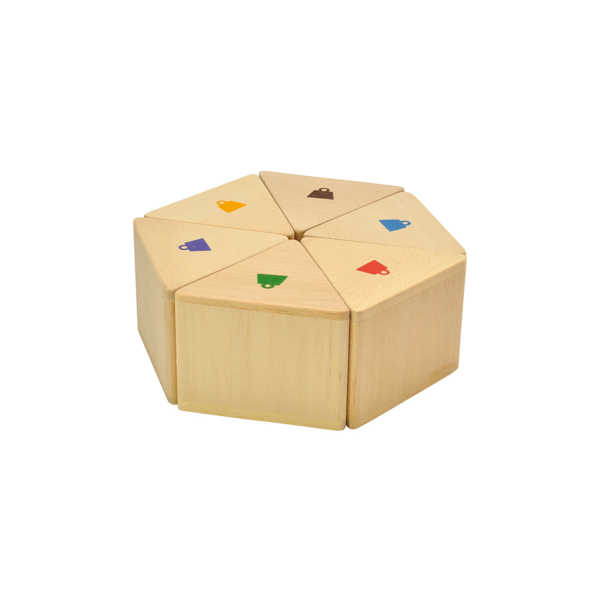 Holzblock, Puzzlespiel, Sechseck, Bunte Markierungen, Holzbausteine