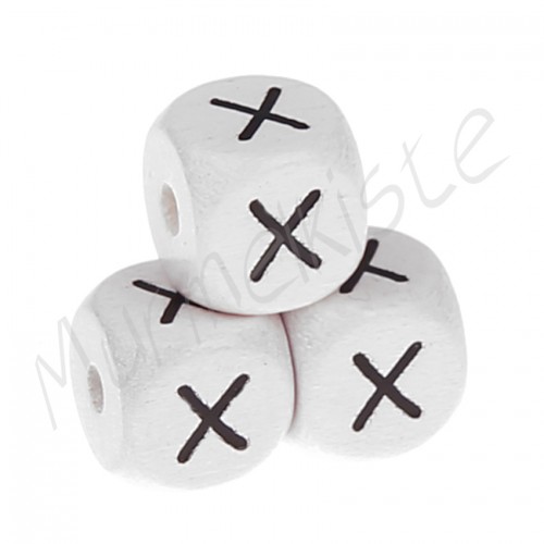 Buchstabenperlen weiß 10x10mm geprägt X 397 auf Lager