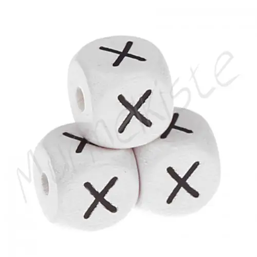 Buchstabenperlen weiß 10x10mm geprägt X 428 auf Lager