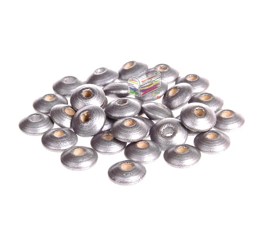 Linsen-Perlen Holzlinsen 10mm • 50 Stück silber 181 auf Lager