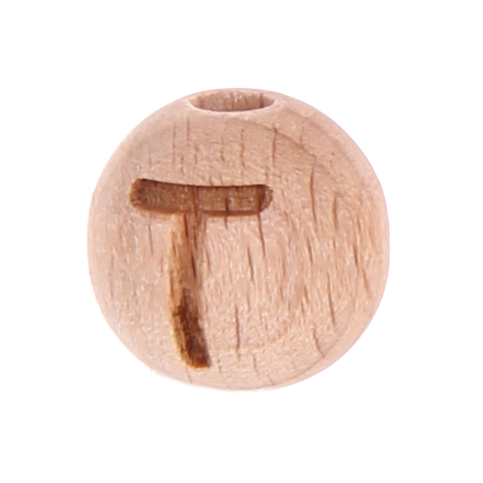 Letter beads 12mm with laser engraving - drilled vertically T 35 in stock 