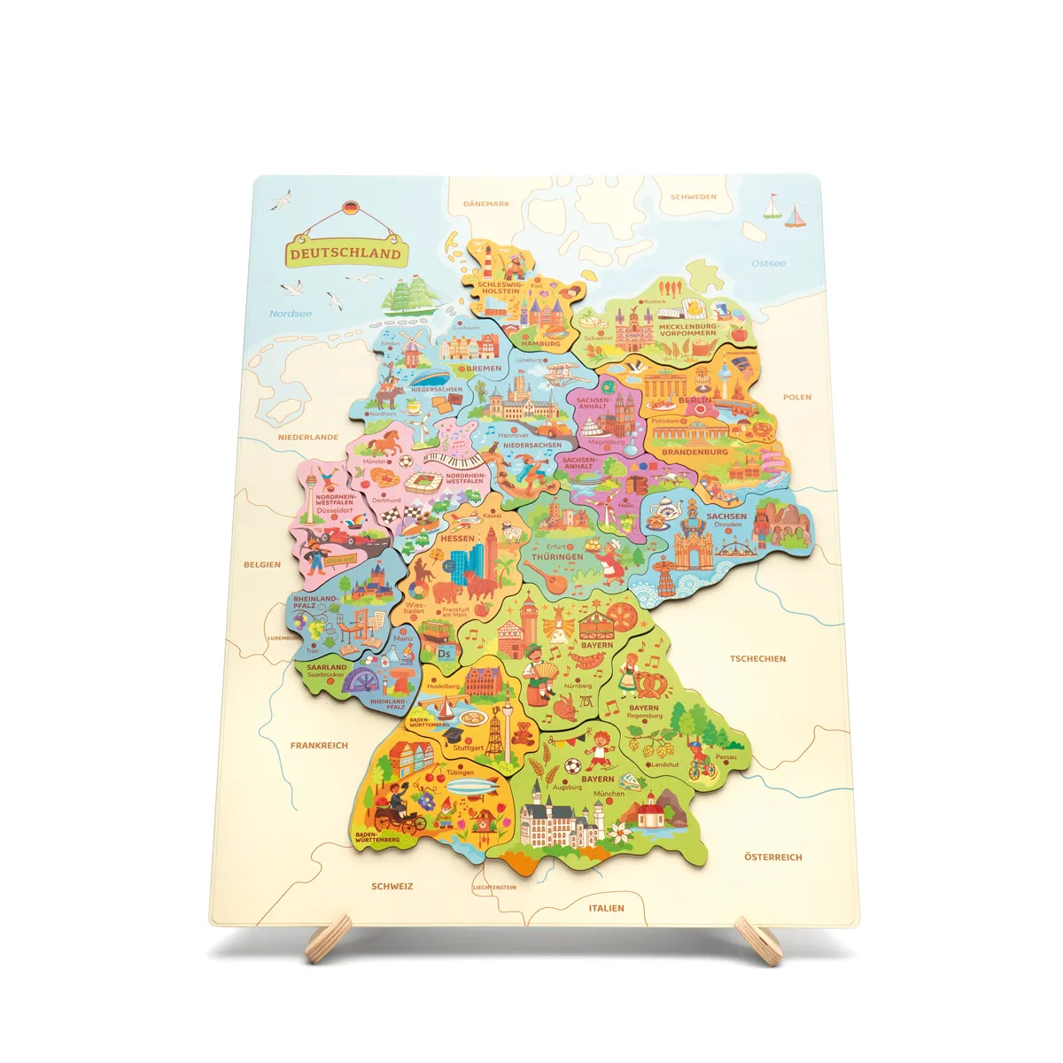 Holzpuzzle, Deutschlandkarte, Kinderpuzzle, Puzzle mit Deutschland, Holzkartenpuzzle, Weltkarte, Puzzle, Holzpuzzle, Kinderspiel, Deutschlandkarte