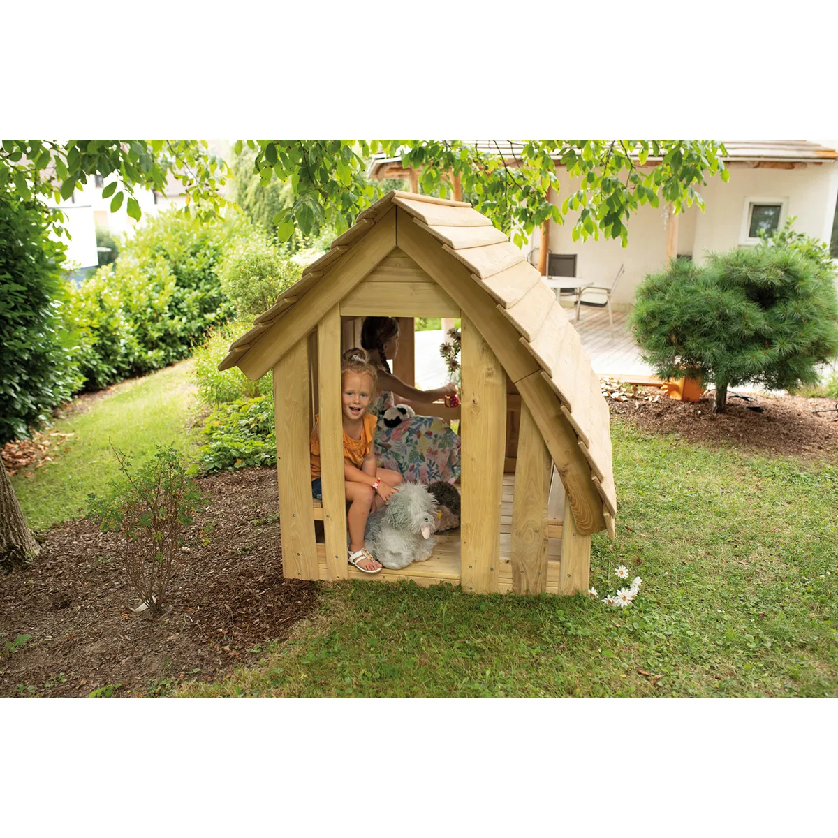 Holzspielhaus, Kleinstes Spielhaus, Gartenhaus Spielzeug, Kinder Spielhaus, Holzspielhäuschen, Kinderhaus, Holzhaus, Sandkasten, Garten, Spiel