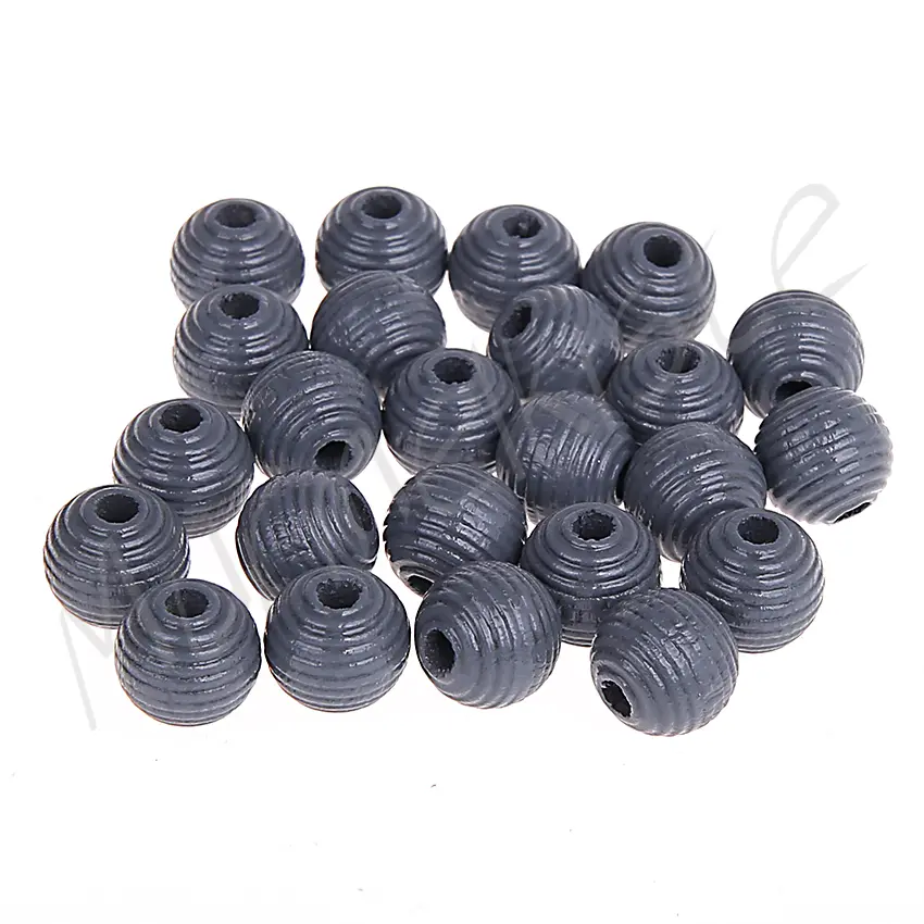 Rillenperlen 10mm • 25 Stück grau 92 auf Lager
