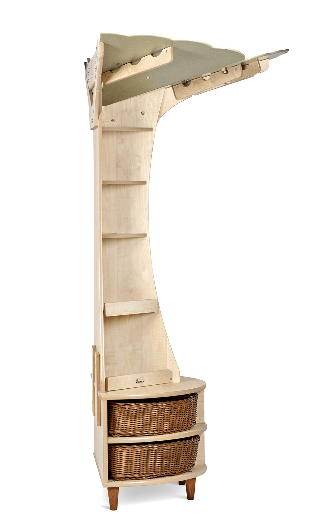 Holzregal, Wand- oder Standregal, Aufbewahrung, Korbenschubladen, Korbenschubladen, Holzregal, Kleiderstange, Konstruktionsholz, Korbeneinheit, Aufbewahrung