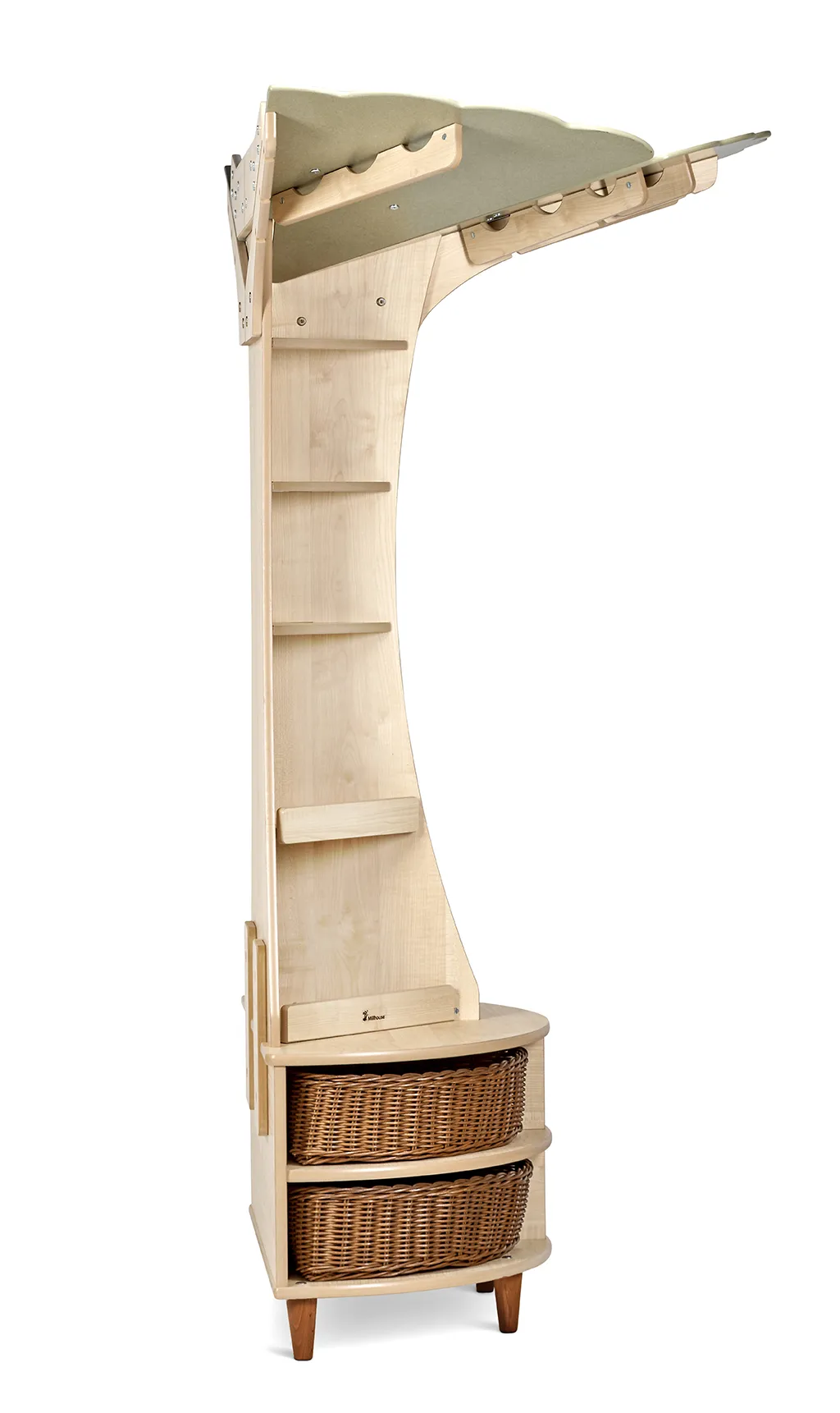 Holzregal, Wand- oder Standregal, Aufbewahrung, Korbenschubladen, Korbenschubladen, Holzregal, Kleiderstange, Konstruktionsholz, Korbeneinheit, Aufbewahrung