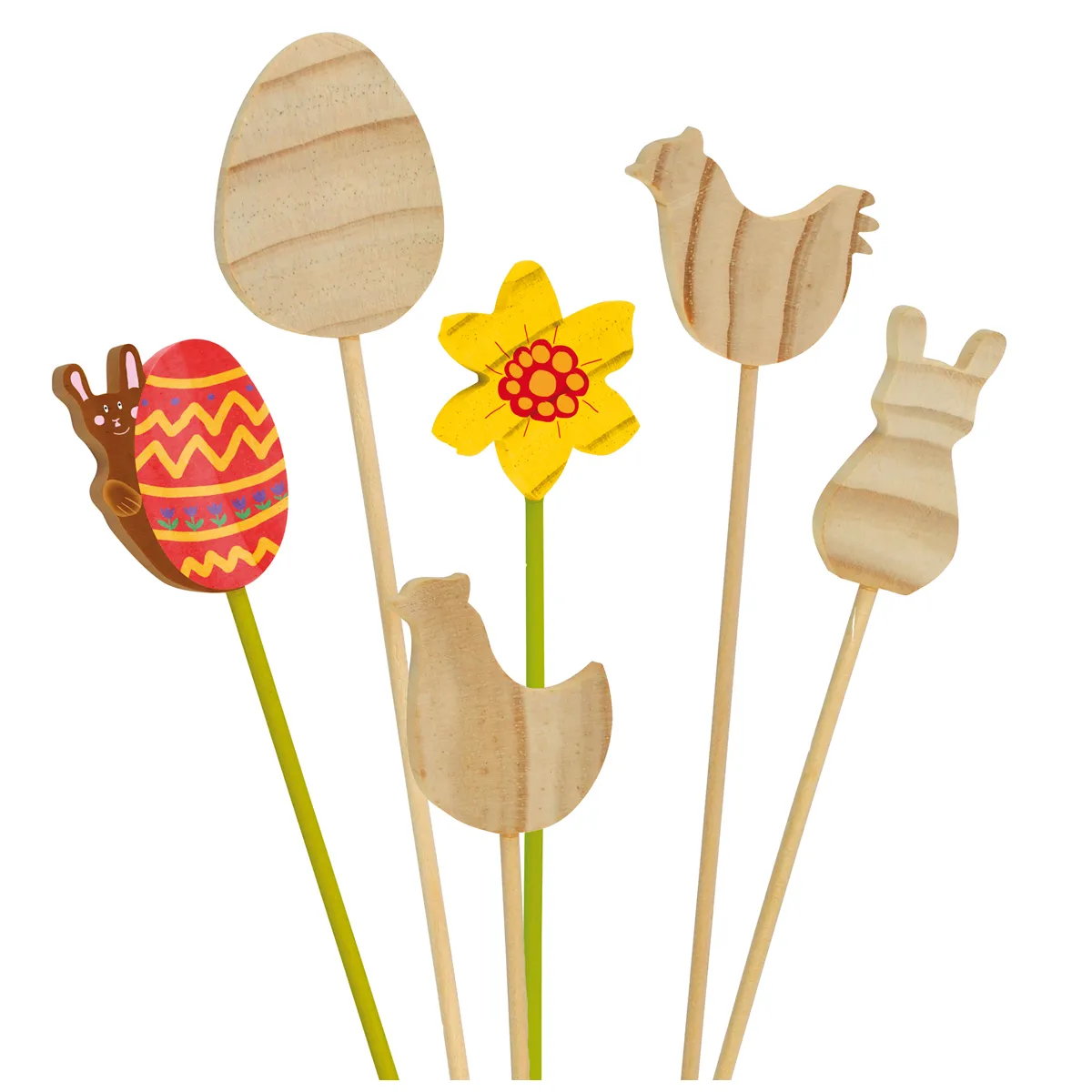 Holzdeko, Blumenstab, Osterdeko, Bunny, Vogel, Holzdekoration, Ostereier, Blumenstab, Tiermotiv, Frühlingsdeko