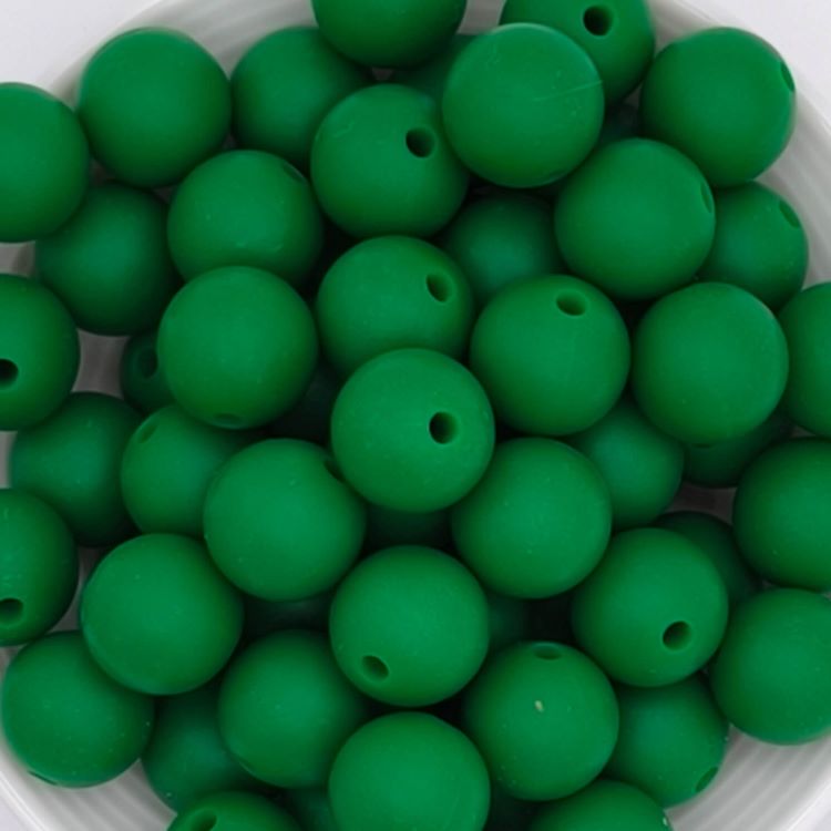 Silikonperle 12mm dunkelgrün 0 auf Lager