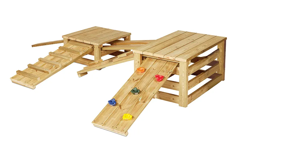 Holz-Spielturm, Kletterturm, Kletterwand, Rutschenstufe, Spielset aus Holz, Klettergerüst, Holzspielhaus, Kletterwand, Spielturm, Rutsche (aus Holz)