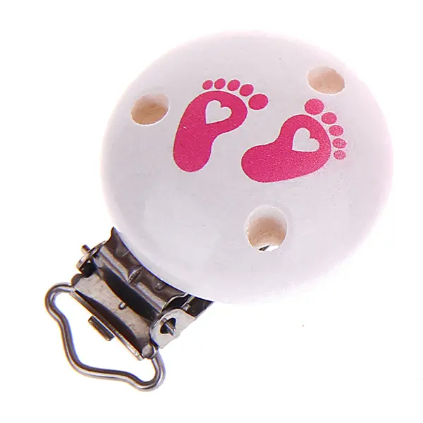 Pacifier clip baby feet white-baby pink 5 in stock 
