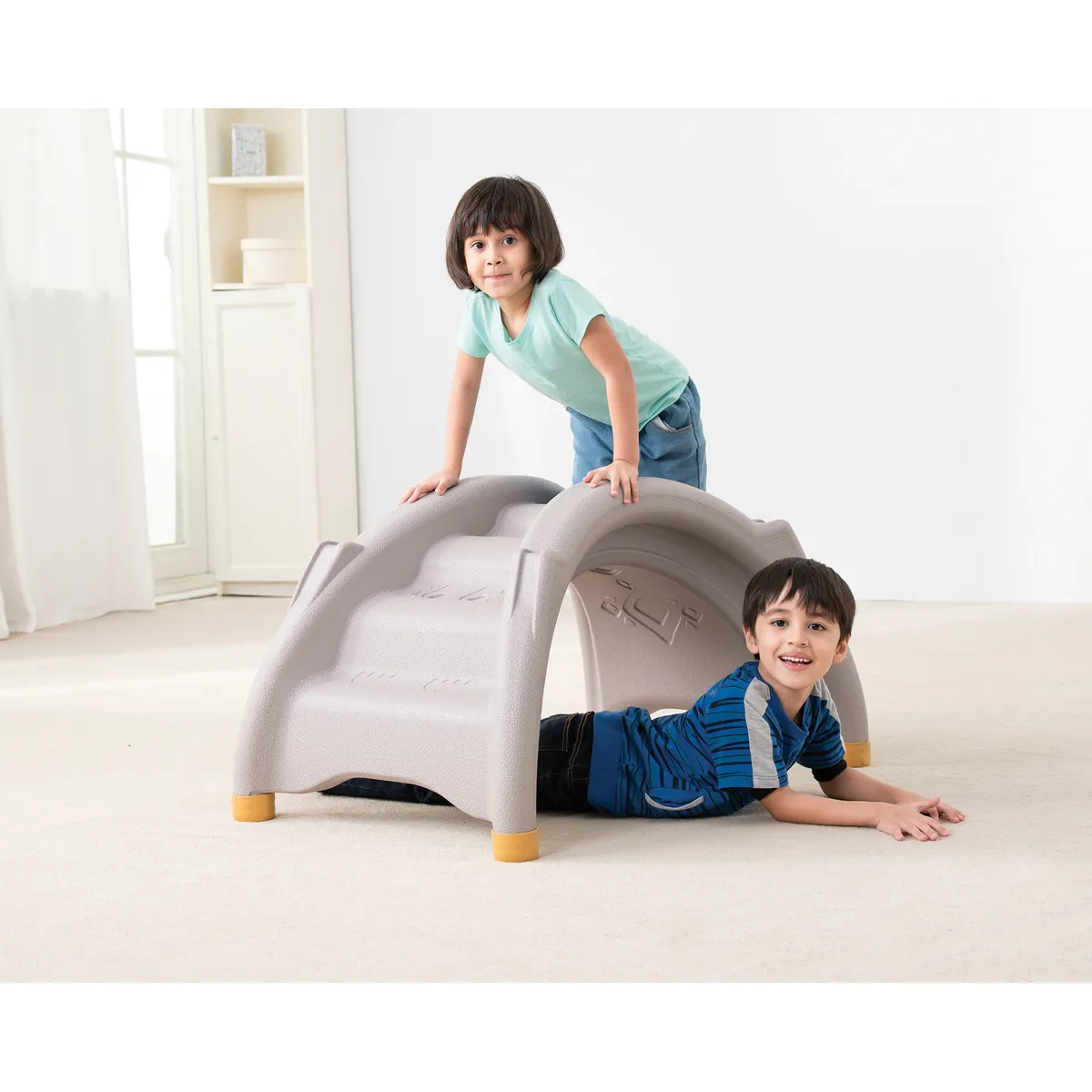 Spielzeug, Klettertunnel, Kinder-Spielhaus, Grau, Kinderzimmer, Kletterbogen, Kletterturm, Spielturm, Kinderklettergerät, Kletterspiel