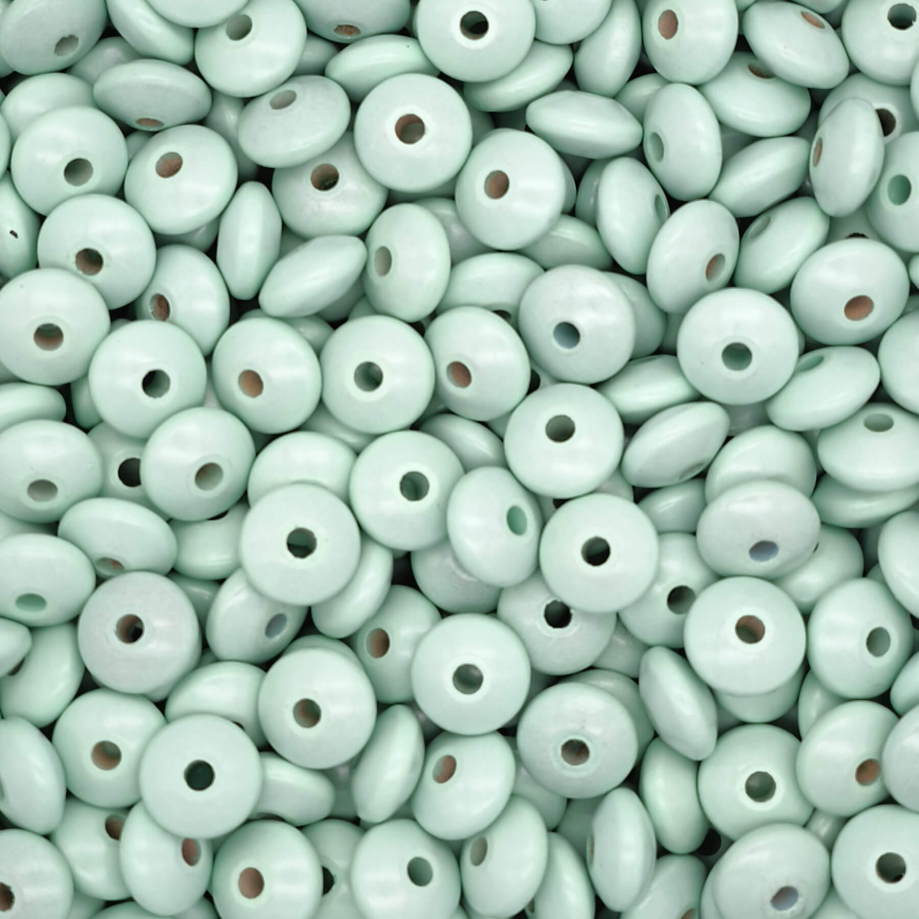Linsen-Perlen • Holzlinsen 14mm • 50 Stück mint 50 auf Lager