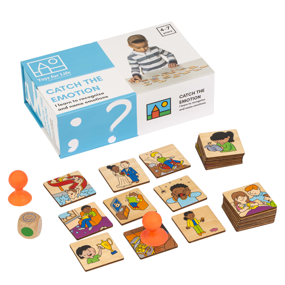 Gefühls- Lernspiel, Bildungsspiel, Kinder Spiel, Karten aus Holz, Holzplättchen, Kleines Holzspielzeug, Bildkarten, Emotionsspiel, Lernspiel, Puzzlekarten