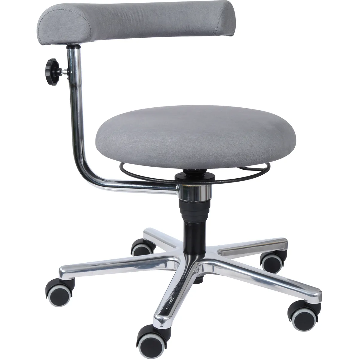 stuhl, bürodrehstuhl, stuhl mit rollen, chromstahl, polsterung grau, office chair, ergonomic, adjustable, gray, swivel