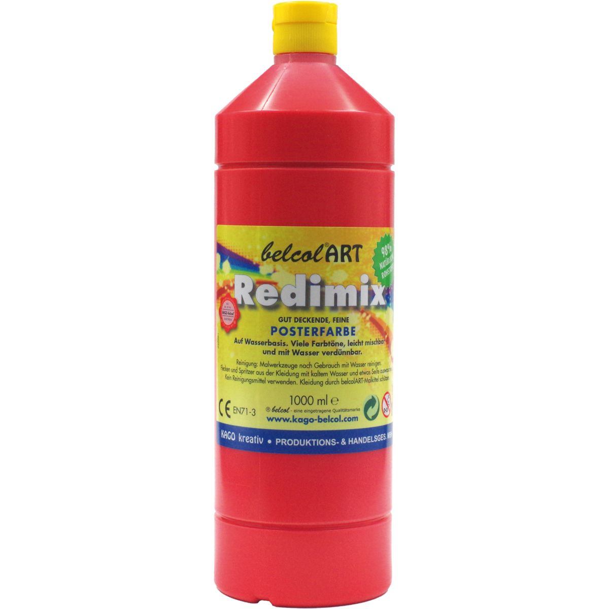 Posterfarbe, Rot, Flüssig, Kunststoffflasche, 1000 ml, Posterfarbe, Rot, Flasche, Kreativfarbe, Redimix