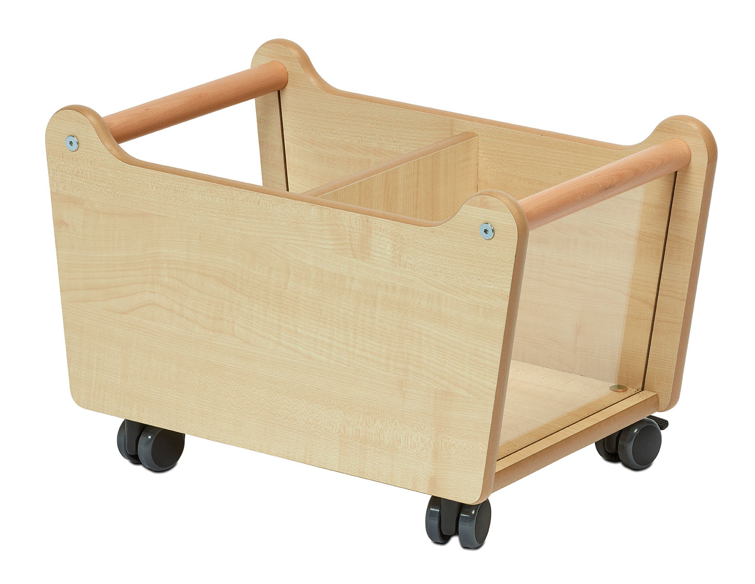 Holzkindergarderobe, Kinderwagenhalter, Rollwagen, Holz, Kleinteil-Trenner, Holzwagen, Kinderwagen, Aufbewahrung, Kofferwagen, Räder