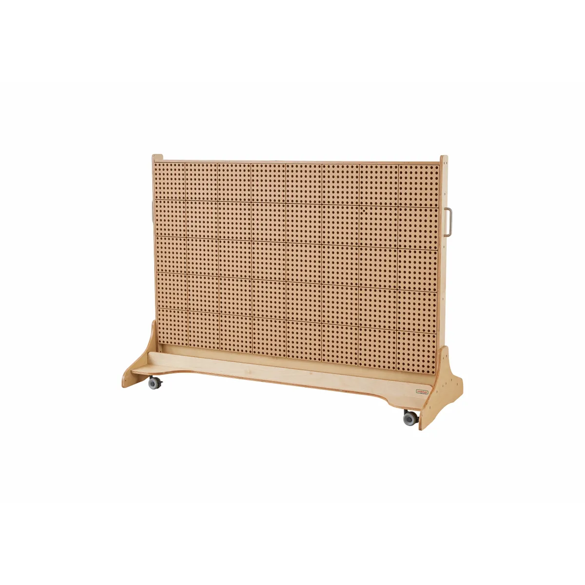 Pinnwand, Hakenplatte, Holz, Rollwagen, Gleichtöne, Pegsboard, Pegboard, Holzpaneel, Mobiler Stand, Rollbasis