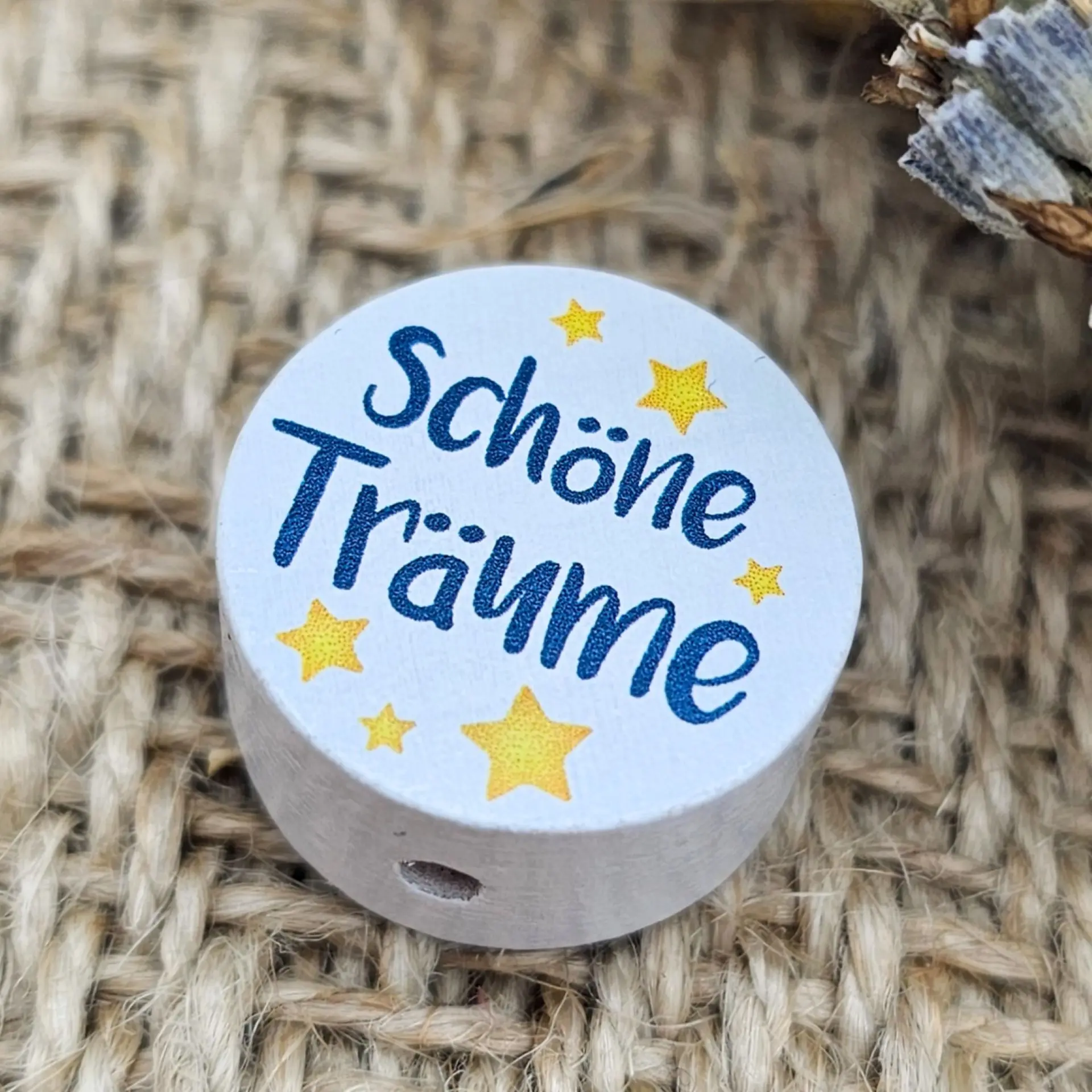 Holzperle "Schöne Träume" Scheibe 