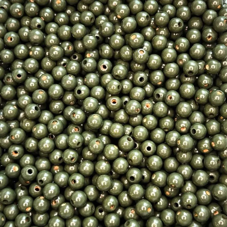 Wooden beads 10mm - 50 pieces fir green 155 in stock 