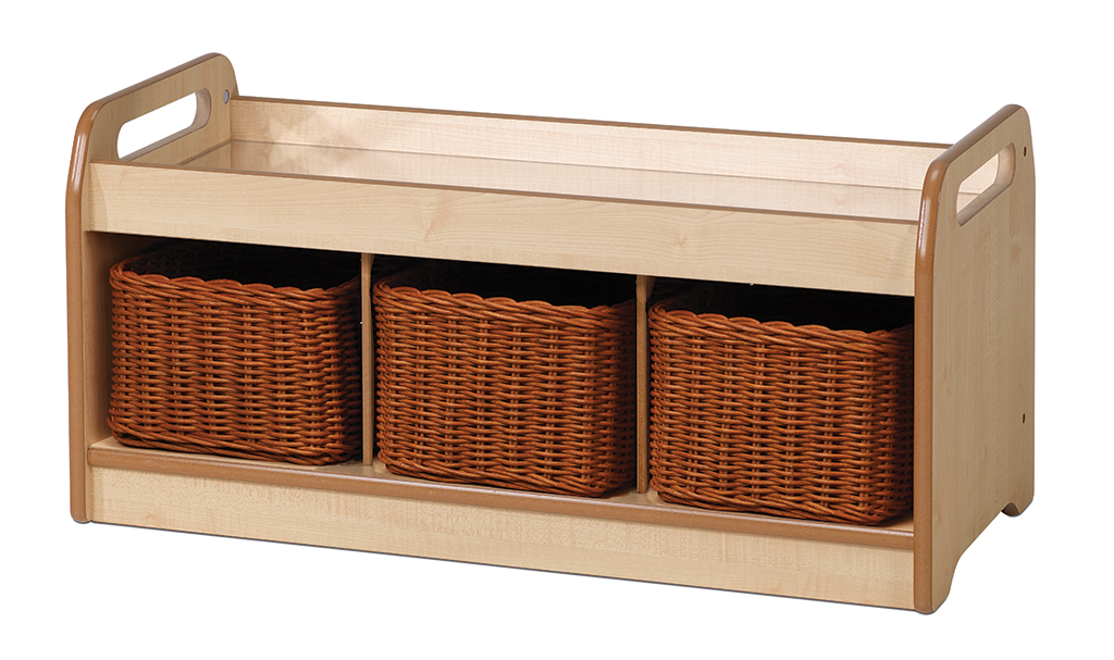 Holzregal, Aufbewahrung, Korbboxen, 3 Fächer, Kinderzimmer, Holzkiste, Aufbewahrung, Korb, Holzwagen, Aufbewahrung, Wäschkorb, Korbbox, Wickeltisch-Organizer