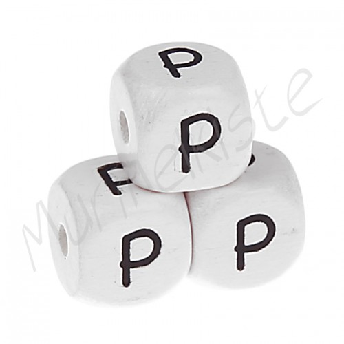 Buchstabenperlen weiß 10x10mm geprägt P 49 auf Lager