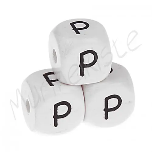 Buchstabenperlen weiß 10x10mm geprägt P 112 auf Lager