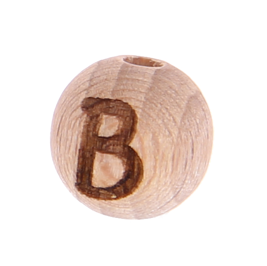 Letter beads 12mm with laser engraving - drilled vertically B 38 in stock 