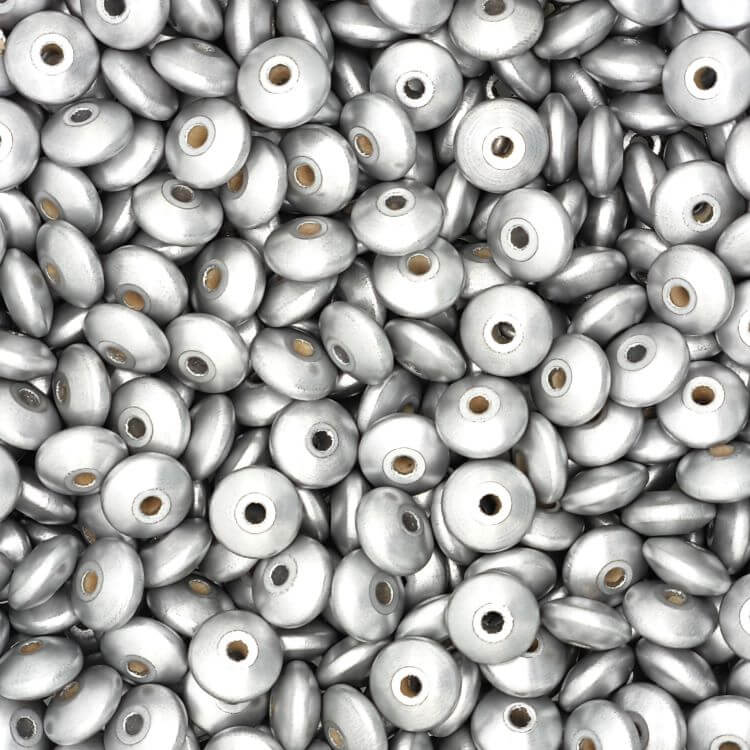 Linsen-Perlen • Holzlinsen 14mm • 50 Stück silber 58 auf Lager