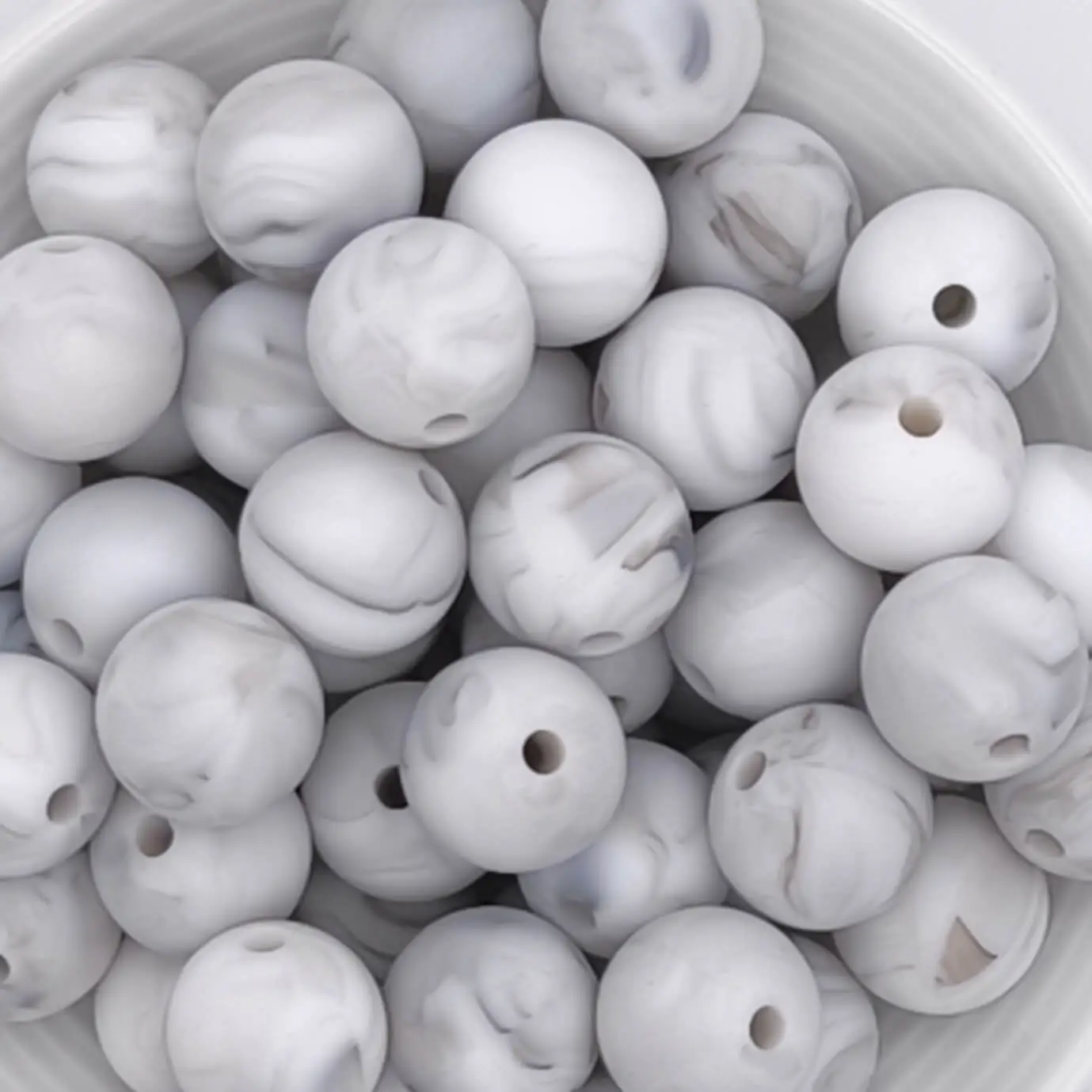 Silikonperle 12mm marmor 142 auf Lager