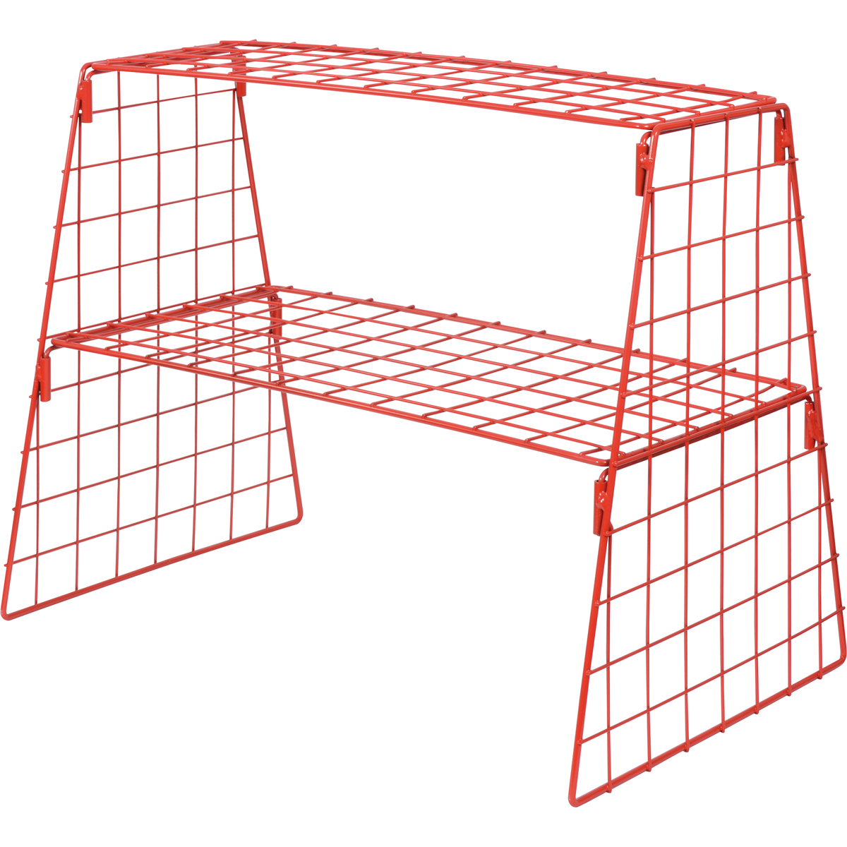 Gitterregal, Netzregal, Metallkonstruktion, rot, Klappriegel-Regal