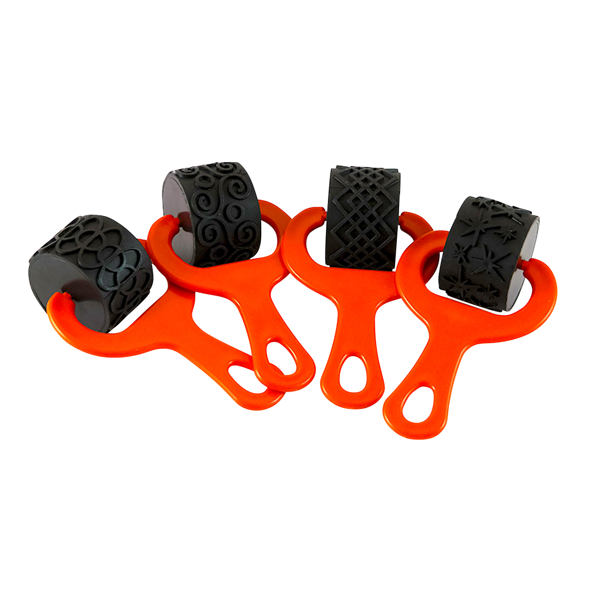 Kunststoffclip, Stempelroller, Stempelrollen, Wortstempel, Stempelhalter, Gummibandhalter, Kartenhalter, Stempelset, Gummirolle, Orangene Halter