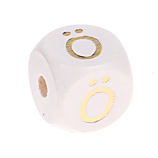 Buchstabenperlen weiss-gold 10mm x 10mm Ö 11 auf Lager