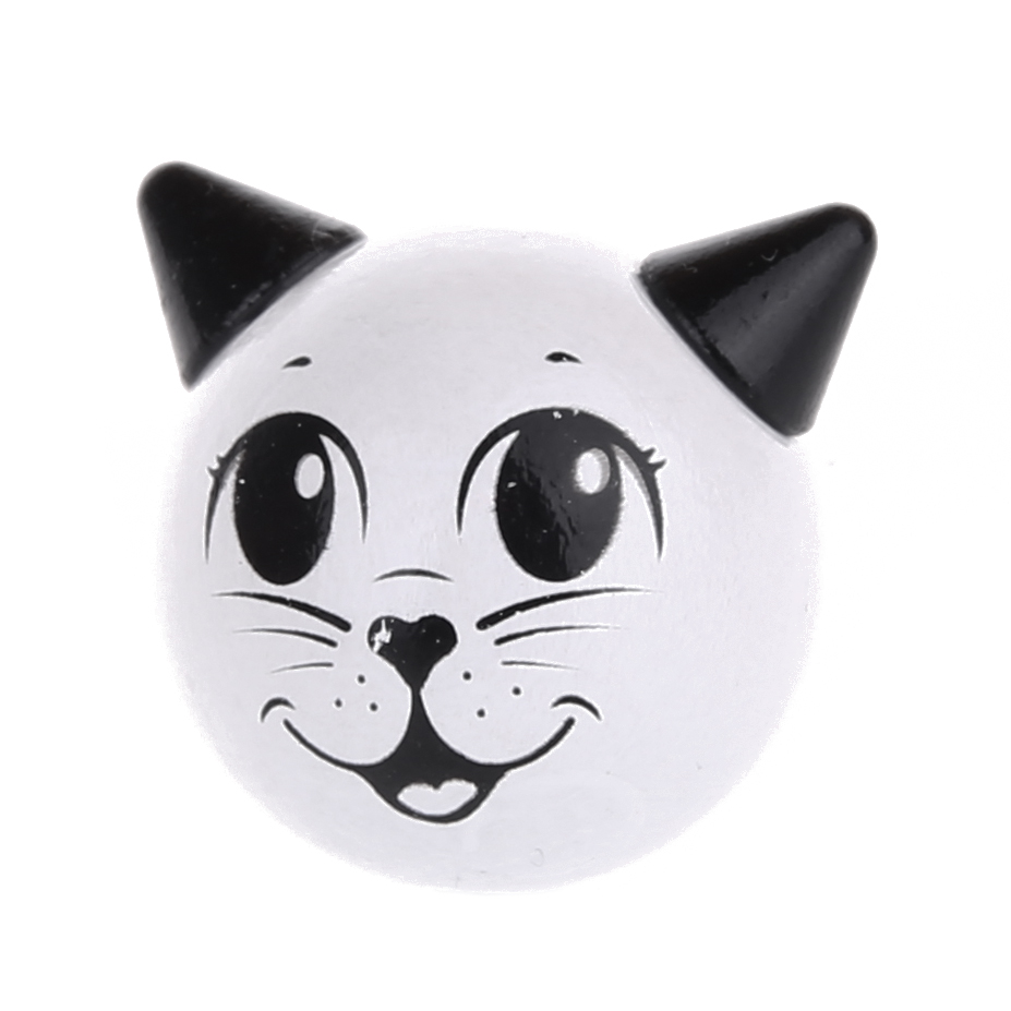 3D cat motif bead white-black 678 in stock 