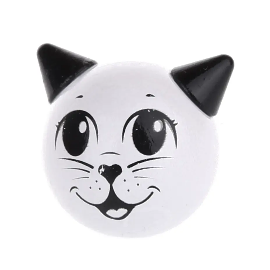 3D cat motif bead white-black 741 in stock 