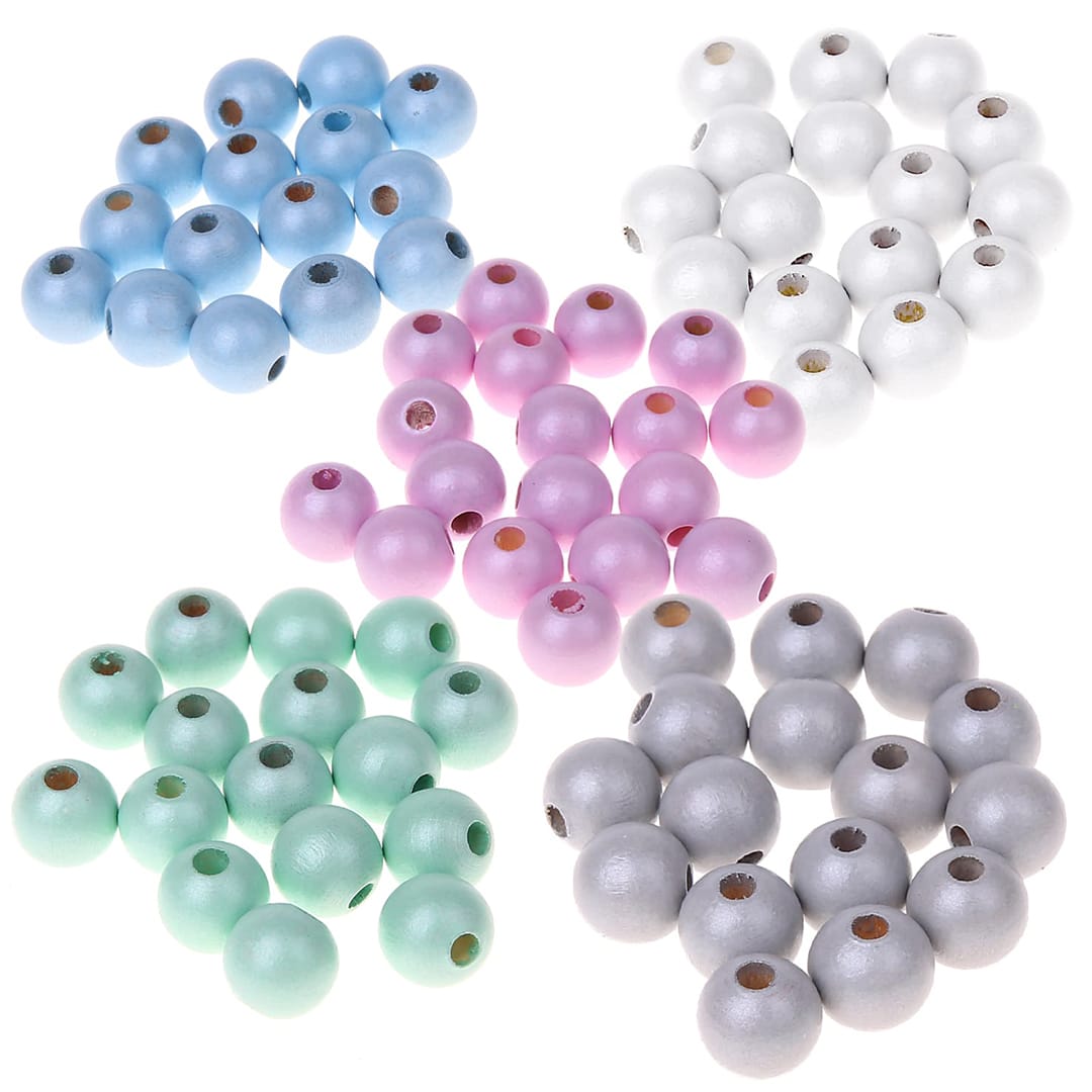 Wooden beads mother-of-pearl 12mm - 25 pieces