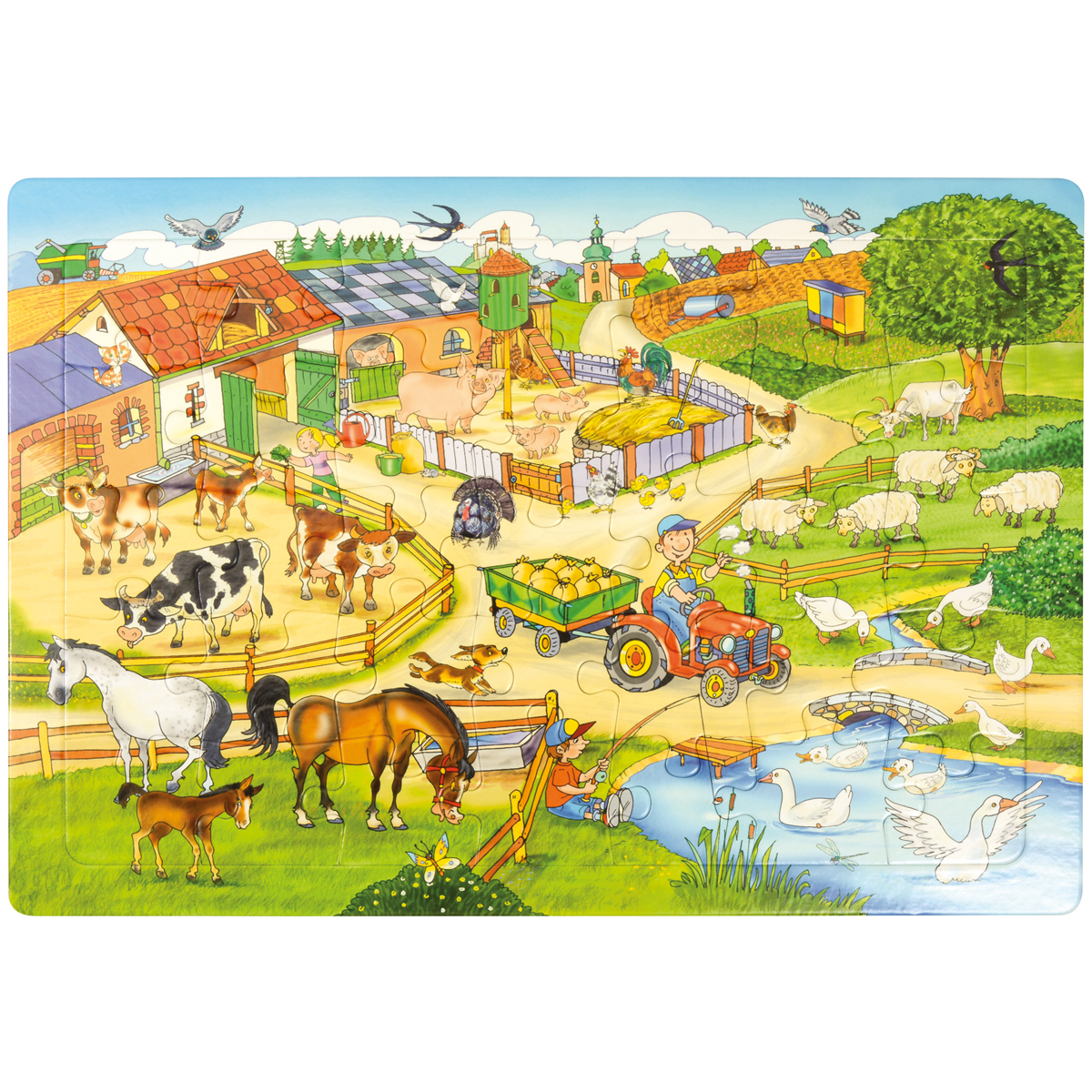 landwirtschaft, hof, tiere, traktor, ställe, Hof, Pferd, Kühe, Hühner, Gartenlandschaft